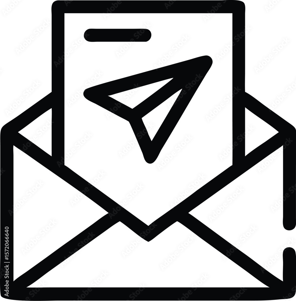 Poster an envelope with a paper airplane inside represents sending an email