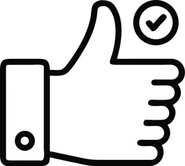 A thumbs up with a check mark symbolizes approval and positive feedback