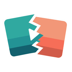 Flat Gradient Split Clip Icon with Scissor Cut Effect for Video Editing UI or Timeline Trim – suitable for concept of cut, trim, and split in editing