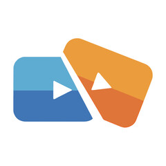 Flat Gradient Split Clip Icon with Scissor Cut Effect for Video Editing UI or Timeline Trim – suitable for concept of cut, trim, and split in editing
