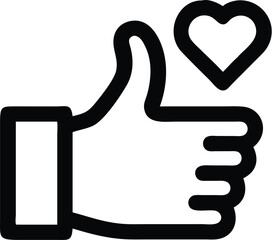 A thumbs up with a heart symbolizes like and positive feedback
