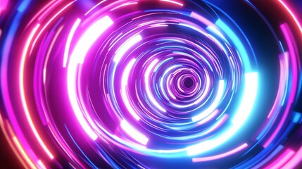 Abstract Neon Light Tunnel with Vibrant Pink and Blue Glowing Lines
