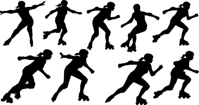 Roller derby girl silhouette vector
