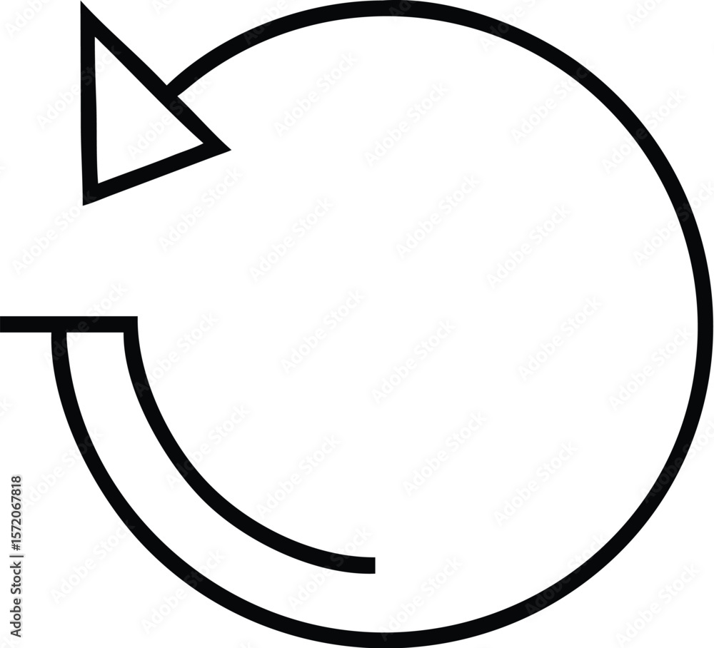 Poster a circular arrow icon representing reload or refresh on a white background