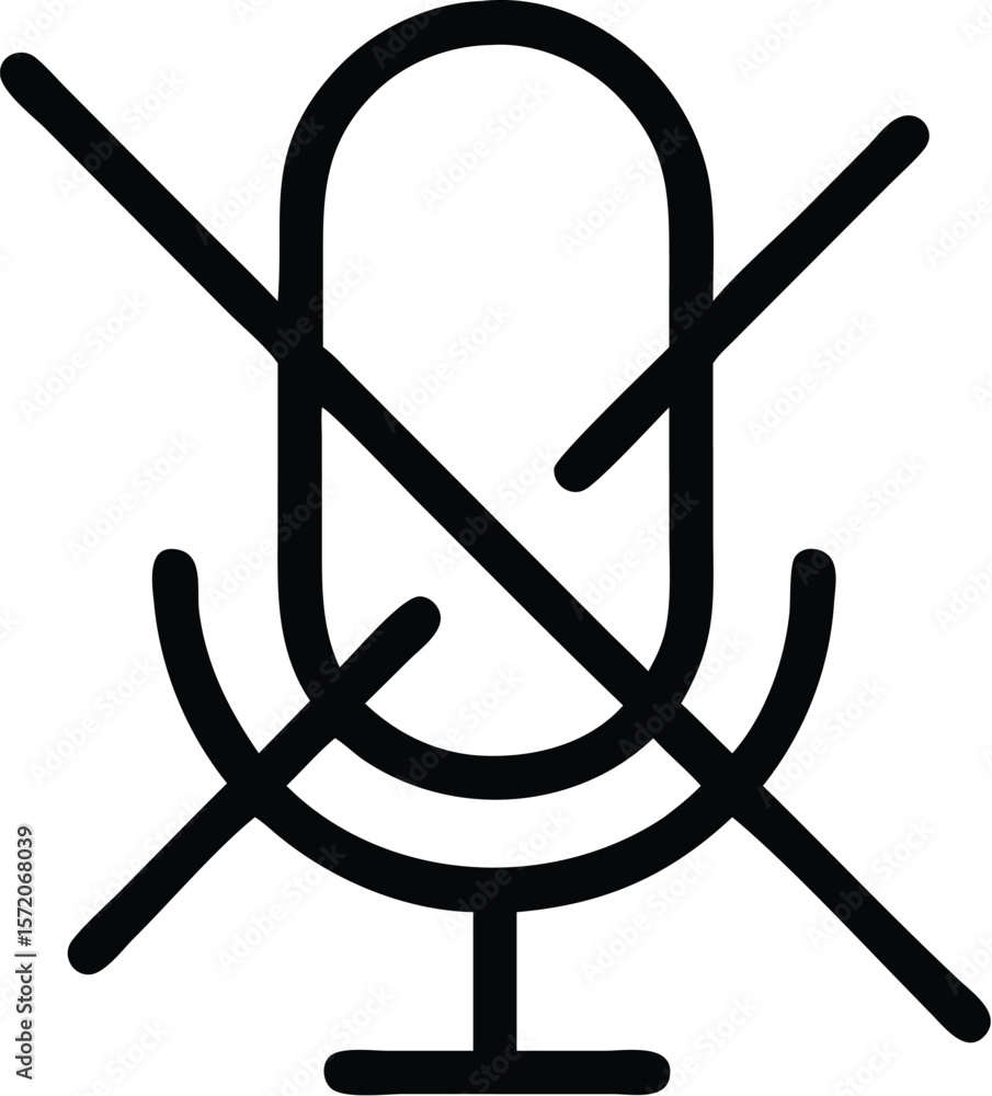 Poster a microphone with a line through it indicates that it is muted