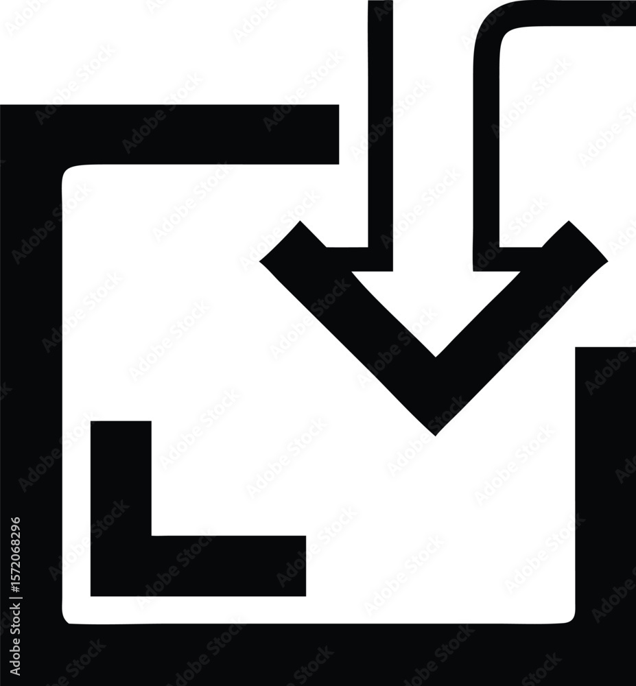 Poster an arrow pointing down into a box represents downloading or importing data