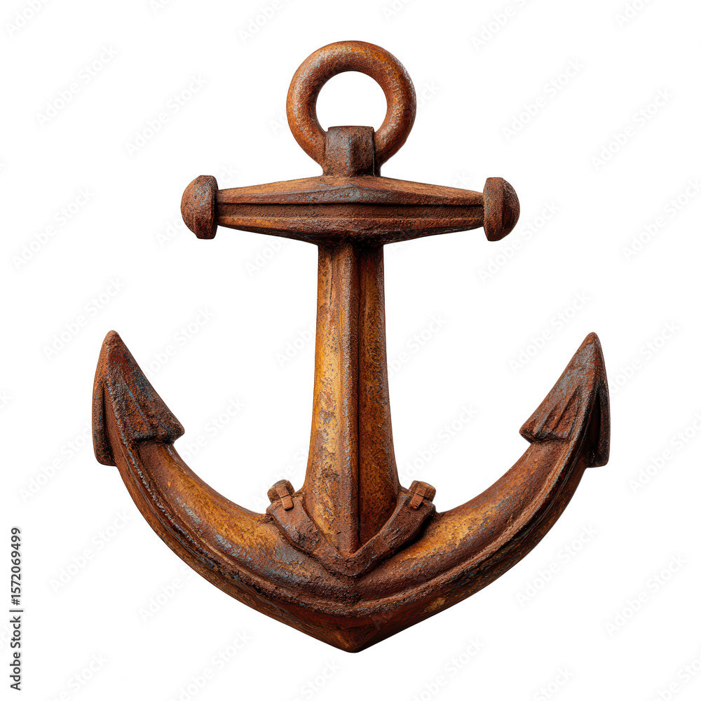 Poster rusty anchor isolated on transparent background