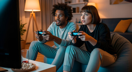 Friends Playing Video Games in Cozy Living Room