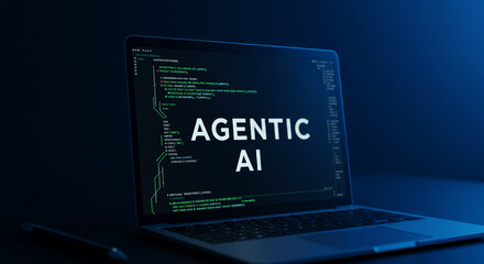 Laptop Displaying Agentic AI Code, Representing Advanced Artificial Intelligence and Software Development in a Modern Technology Environment, Emphasizing Innovation and Future Tech