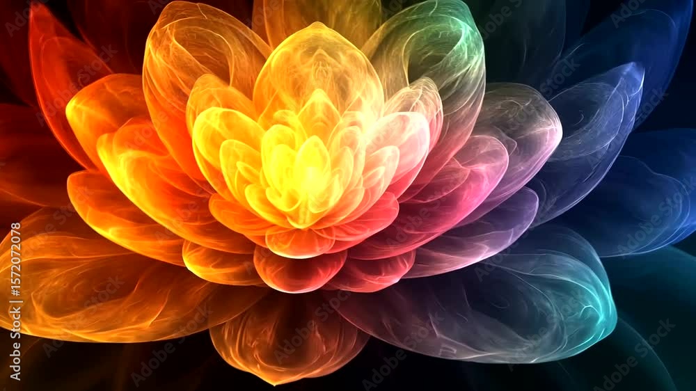 Poster vibrant abstract floral animation with mesmerizing fractal patterns and colors