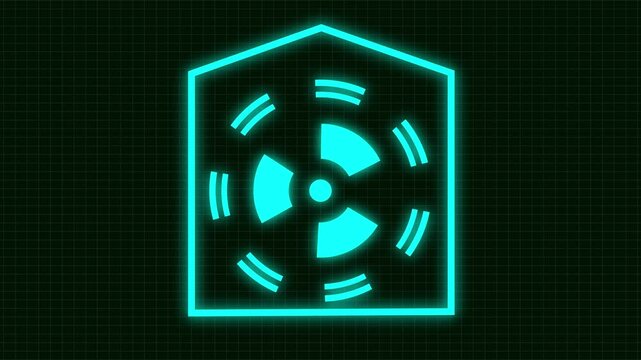 Radiation icon button, radioactive sign nuclear symbol animation. 4k animation.