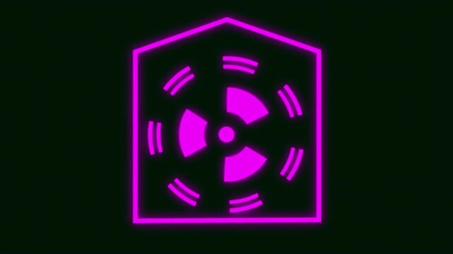 Radiation icon button, radioactive sign nuclear symbol animation. 4k animation.
