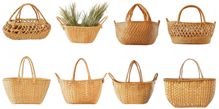 Woven Basket Bags: Stylish Collection of Handmade Designs  on transparent background