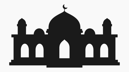 Silhouette of Mosque Building. Islamic Architecture Symbol Illustration