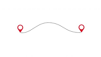 travel flying route destination and dash line trace animation, air plane flight route with start point. - Powered by Adobe