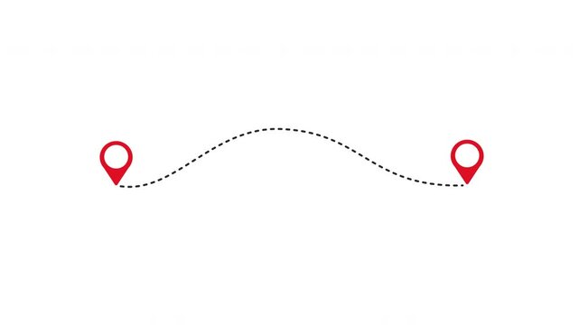 travel flying route destination  and dash line trace animation, air plane flight route with start point.