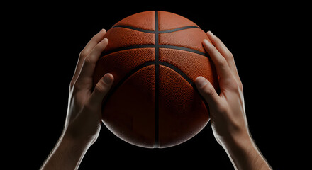 Hands Holding Basketball in Transparent Background