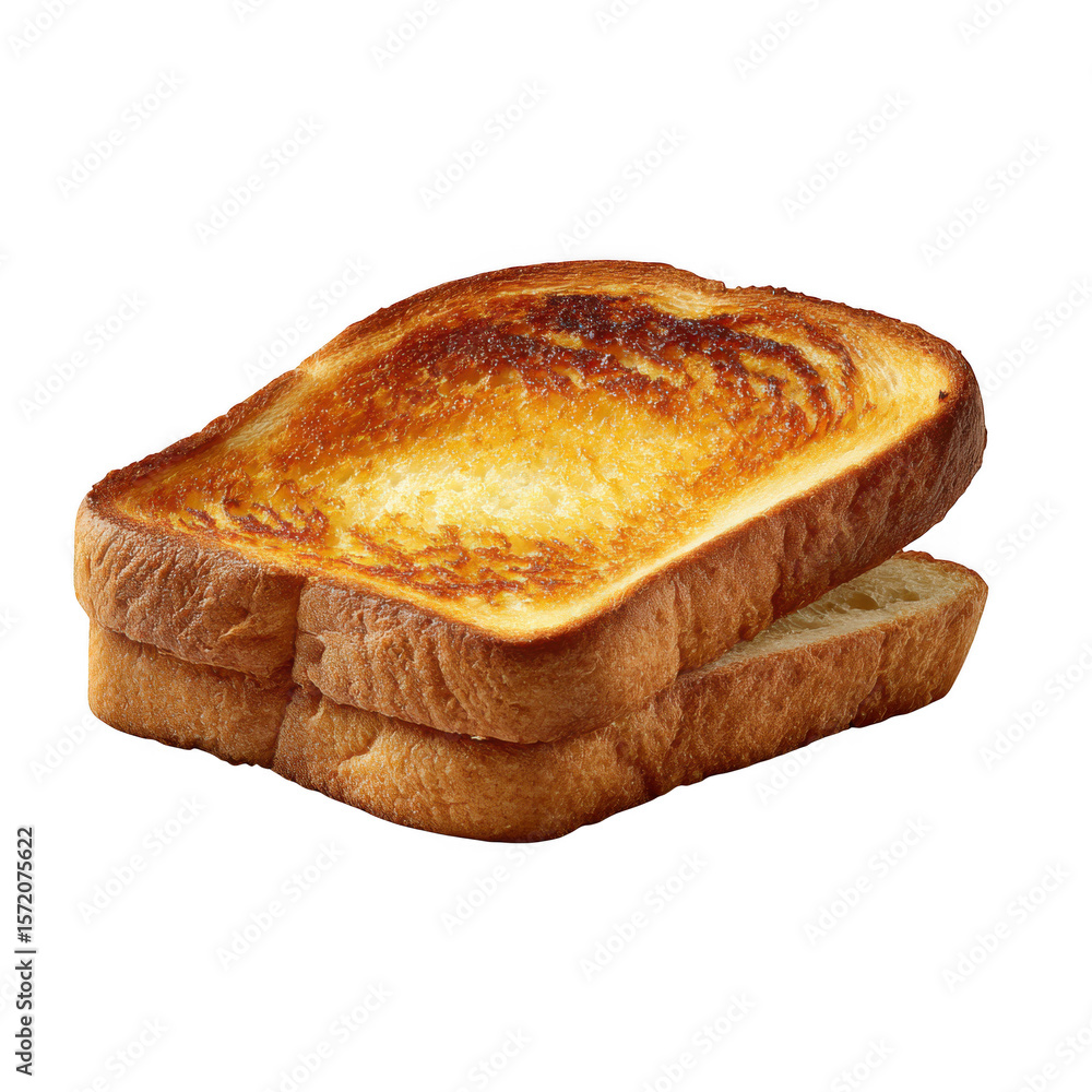 Poster stack of three toasts isolated on transparent background