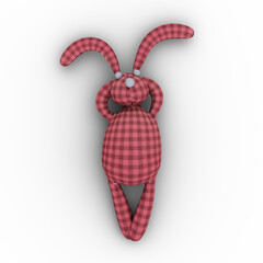 Plush Bunny Rabbit Cute, Charming and Funny Toy. 3D Illustration. File with Clipping Path.