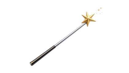 Naklejka premium Golden magic wand isolated on transparent background