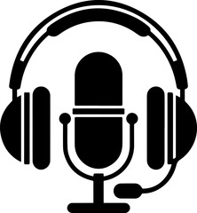 headphone with microphone silhouette vector illustration