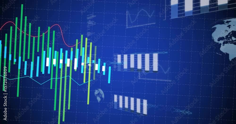 Aufkleber on load chart ui, green cyan bars rising, shifting while red line oscillating showing trend