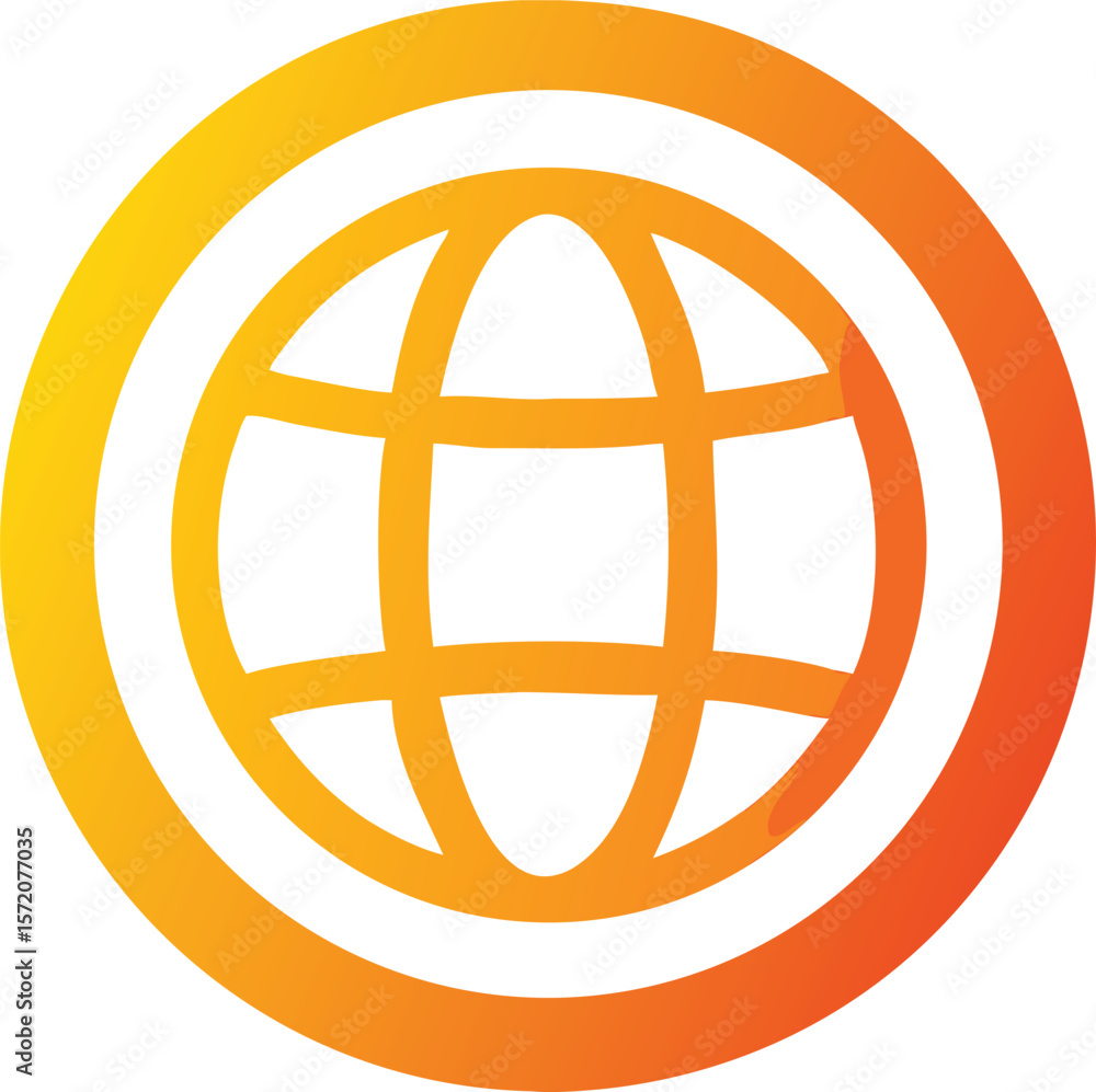 Poster vector art of a gradient orange globe icon symbolizing internet connectivity and globalization