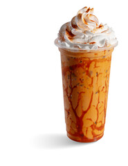 Iced Thai milk tea with whipped cream topping
