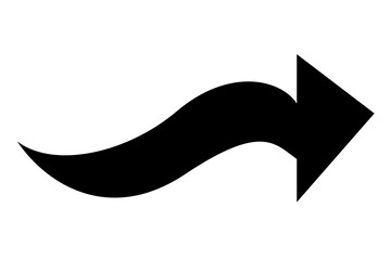 Bold Arched Arrow Icon in Black Silhouette