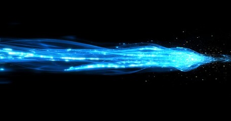 Abstract Blue Light Streaks in Black Background