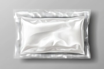 Clear Plastic Pillow Packaging Mockup on Gray Background