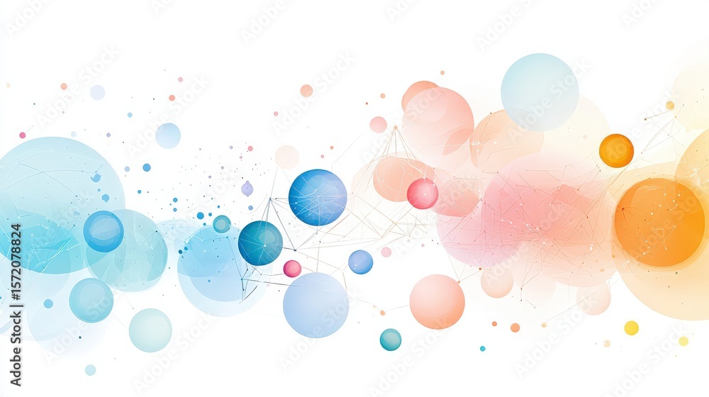 Poster minimal clipart showing abstract data flow through layers of systems, futuristic and clean