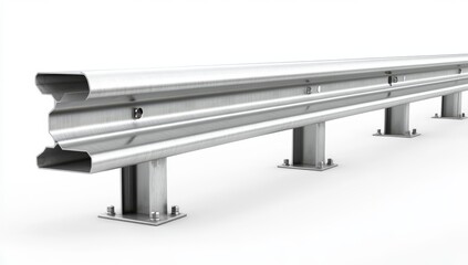 Steel Road Barrier on White Background