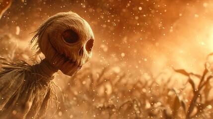 Scarecrow in a Mysterious Glow at Dusk