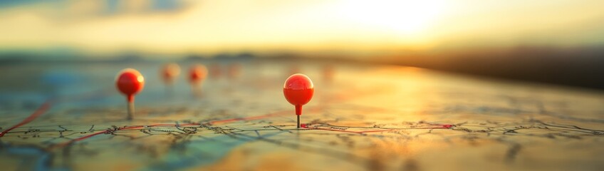 Sunrise Map Markers Travel Destinations