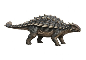 Obraz premium ankylosaurus with armored tail and defensive side stance isolated white background