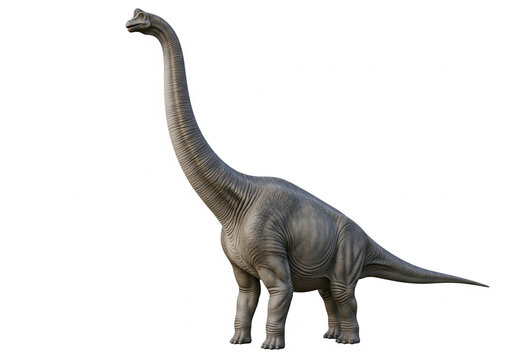 brachiosaurus with long neck curved gracefully isolated on white background