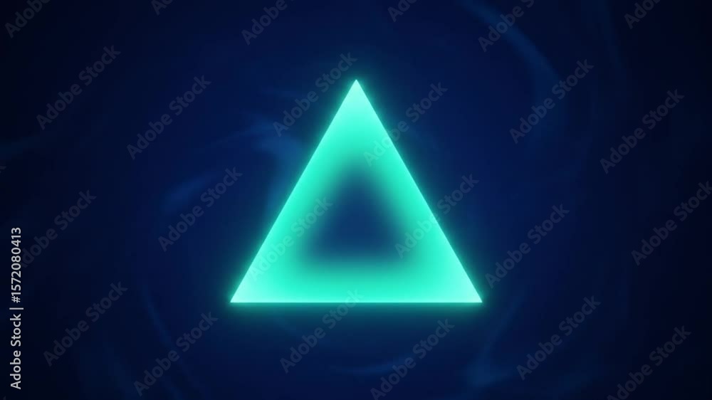 Aufkleber a luminous turquoise triangle floating in a dark blue space with subtle light swirls surrounding it