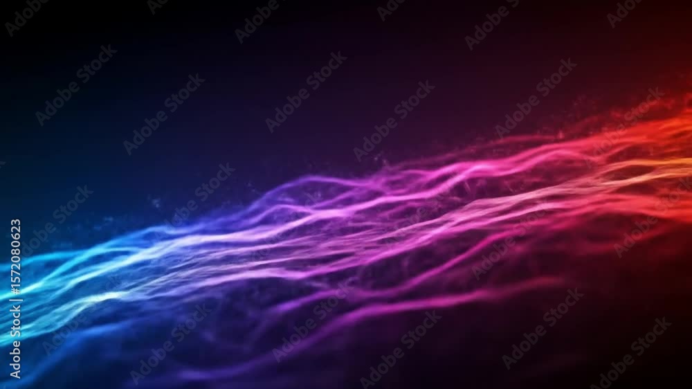 Aufkleber abstract flowing waves of color gradient from blue to red on a dark background visual effect art