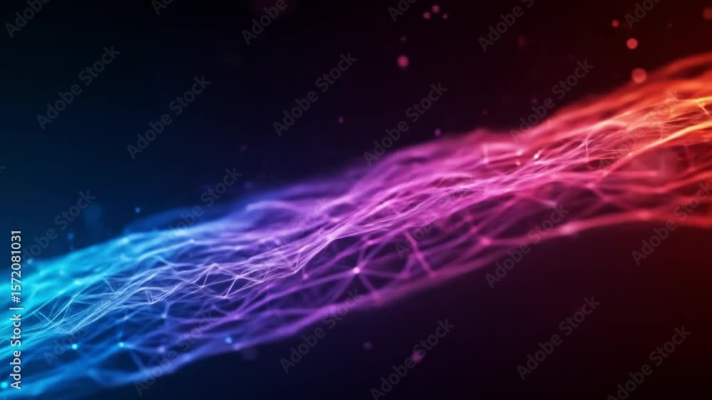 Aufkleber abstract network with blue to red gradient and connected lines forming a wave like structure design