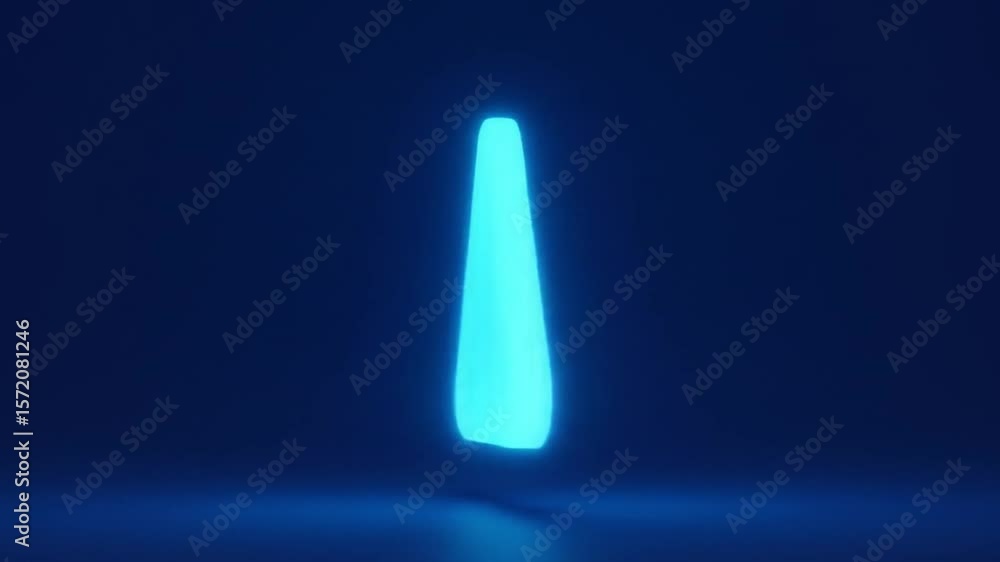 Poster a glowing blue triangle with rounded corners on a dark blue background in a studio setting style