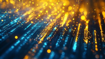 Abstract digital data stream explosion, vibrant colors, particle effects, futuristic background