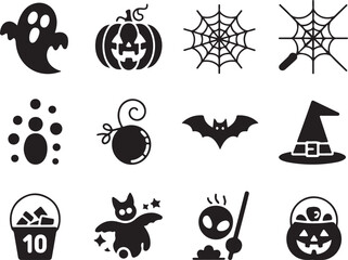 Halloween Party Icons Bundle | Jack-O’-Lantern, Ghosts & Spiders

