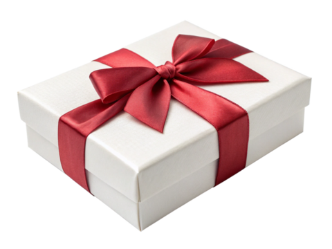 red gift box with ribbon on transparent - Powered by Adobe