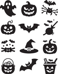 Spooky Halloween Vector Icons | Black and White Halloween Set

