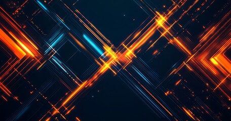 Abstract digital lines intersecting with dynamic light, dark background