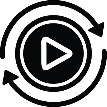 Play video loop icon with arrows