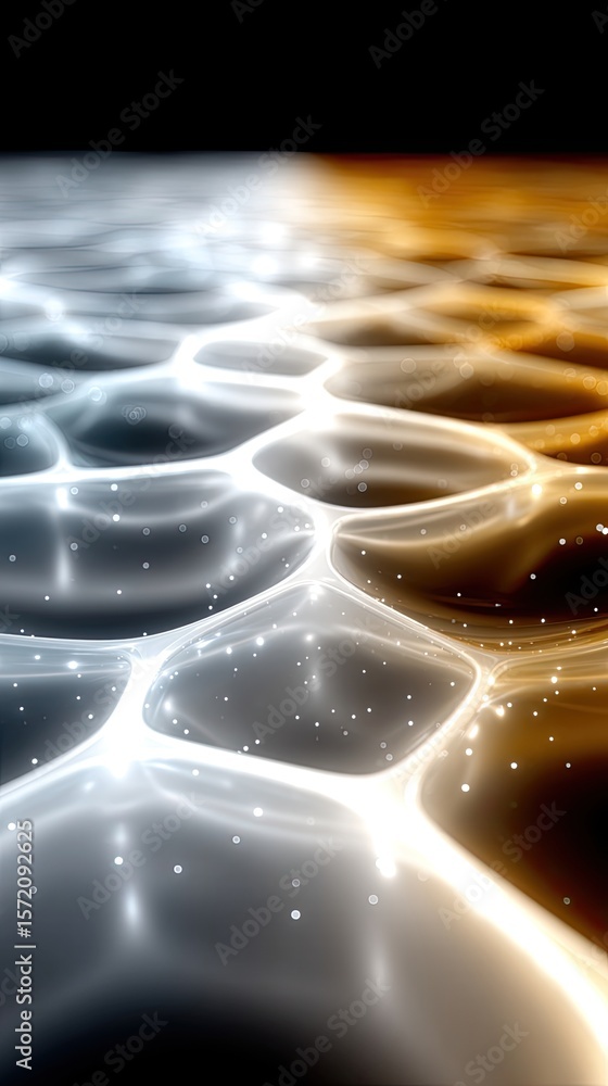 Poster abstract 3d polygon grid with glowing communication paths