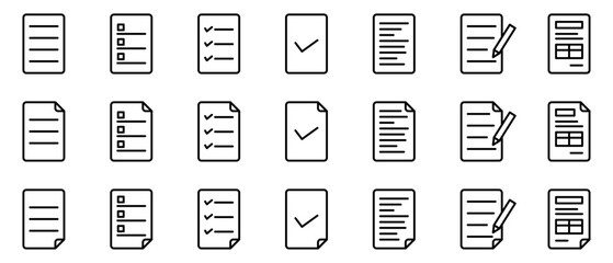 メモ　ノート　アイコン　ベクター　シンプル　セット　線画