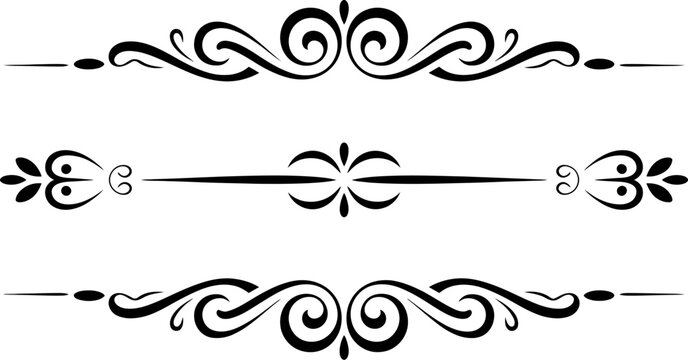 Decorative divider design elements vector graphic text separator flourishes ornaments calligraphy scrollwork